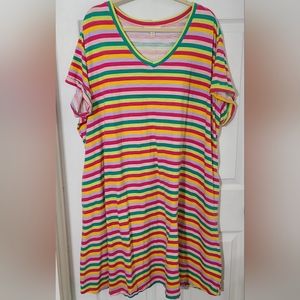 Multi-Color Striped Plus Size 3X Casual Dress Short Sleeves
